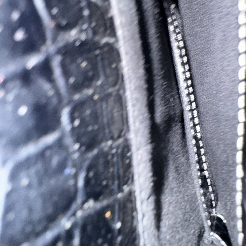 Liz Claiborne Tote Bag Womens Large Black Faux Croc Embossed Purse Satchel Work - Picture 7 of 10